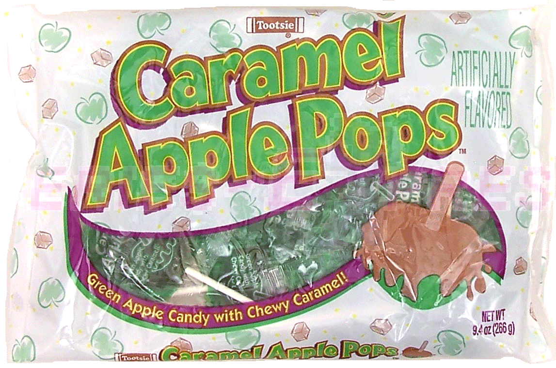 Tootsie  caramel apple pops, green apple candy with chewy caramel Full-Size Picture